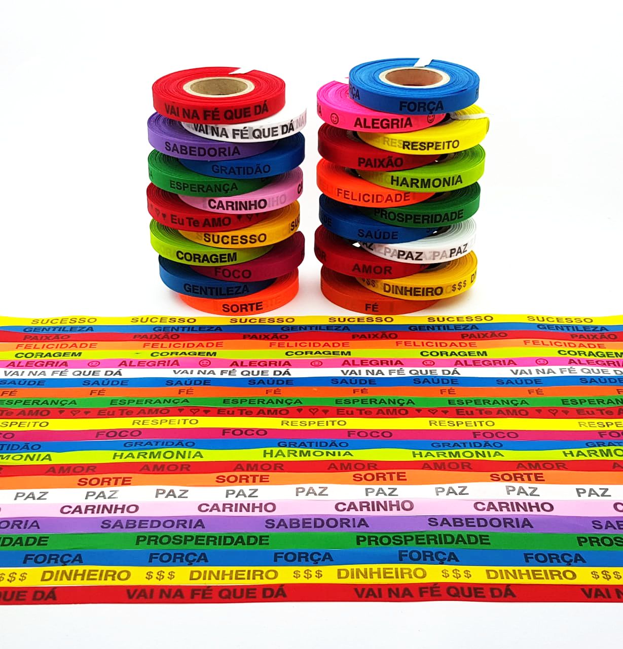 1.000. FITINHAS COM PALAVRAS DE INCENTIVO, CORES E PALAVRAS SORTIDAS. 