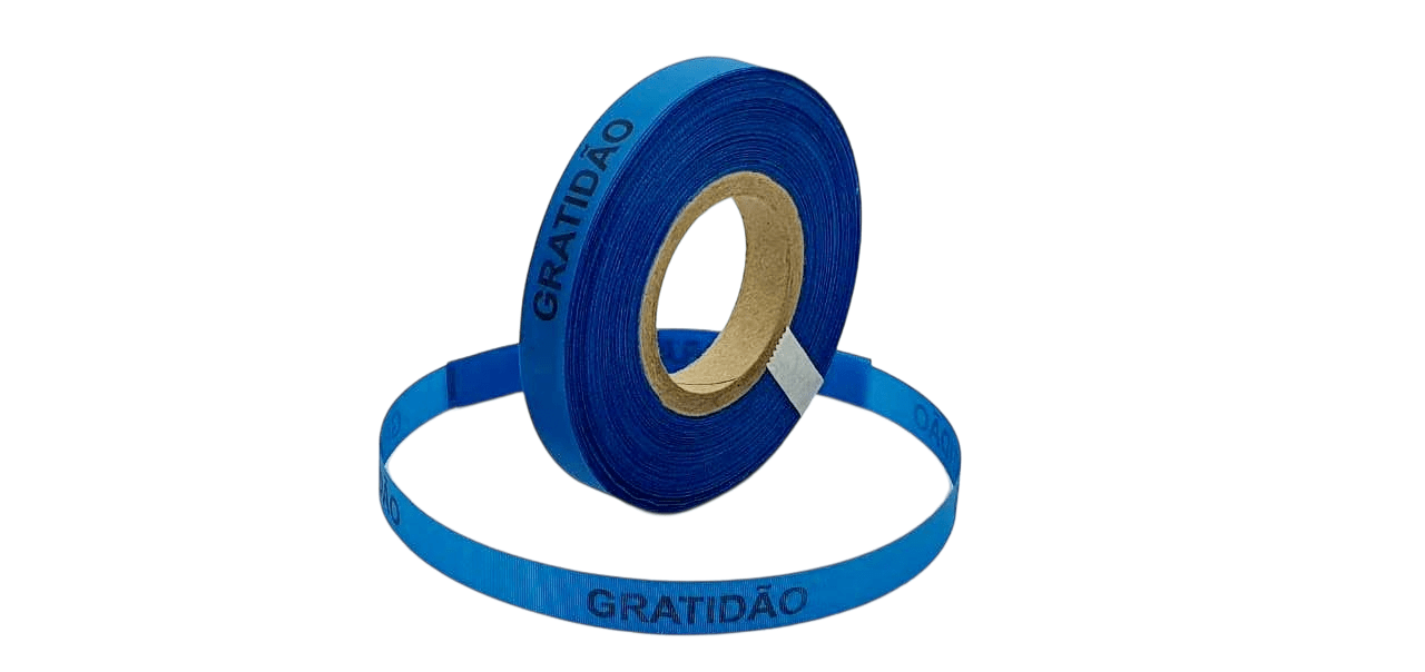 GRATIDÃO. 1000 FITAS CORTADAS. AZUL TURQUESA.