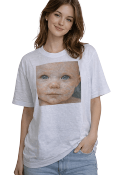 Camiseta imagem de Bebê. Tamanho M.