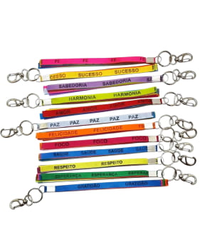 100 chaveiros com palavras de incentivo