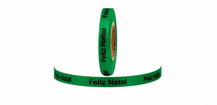 Feliz Natal. 1000 Fitas Cortadas. Cor: Verde Bandeira.