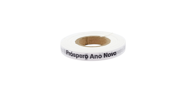Próspero Ano Novo. 1000 Fitas Cortadas. Cor: Branco.