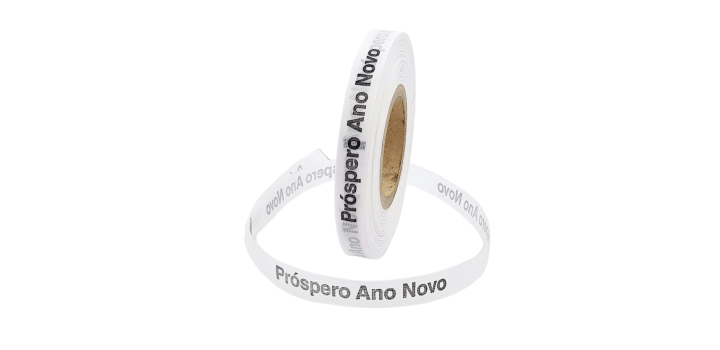 Próspero Ano Novo. 1000 Fitas Cortadas. Cor: Branco.