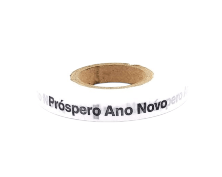 Próspero Ano Novo. 1000 Fitas Cortadas. Cor: Branco.