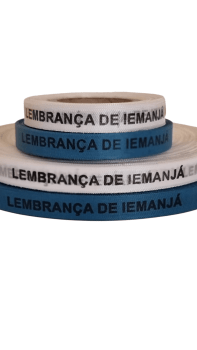 LEMBRANÇA DE IEMANJÁ. 1000 FITAS CORTADAS. CORES: AZUL E BRANCO.
