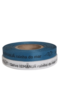 SALVE IEMANJÁ RAINHA DO MAR. 500 FITAS CORTADAS. CORES: AZUL TURQUESA E BRANCO.