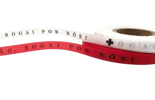 SÃO SEBASTIÃO, ROGAI POR NÓS! 500 FITAS CORTADAS. COR VERMELHO.