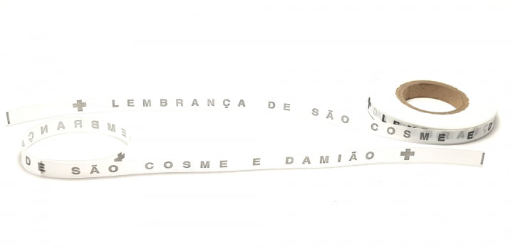 LEMBRANÇA DE SÃO COSME E DAMIÃO. 1 ROLO COM 100 FITAS. 5 CORES DISPONÍVEIS